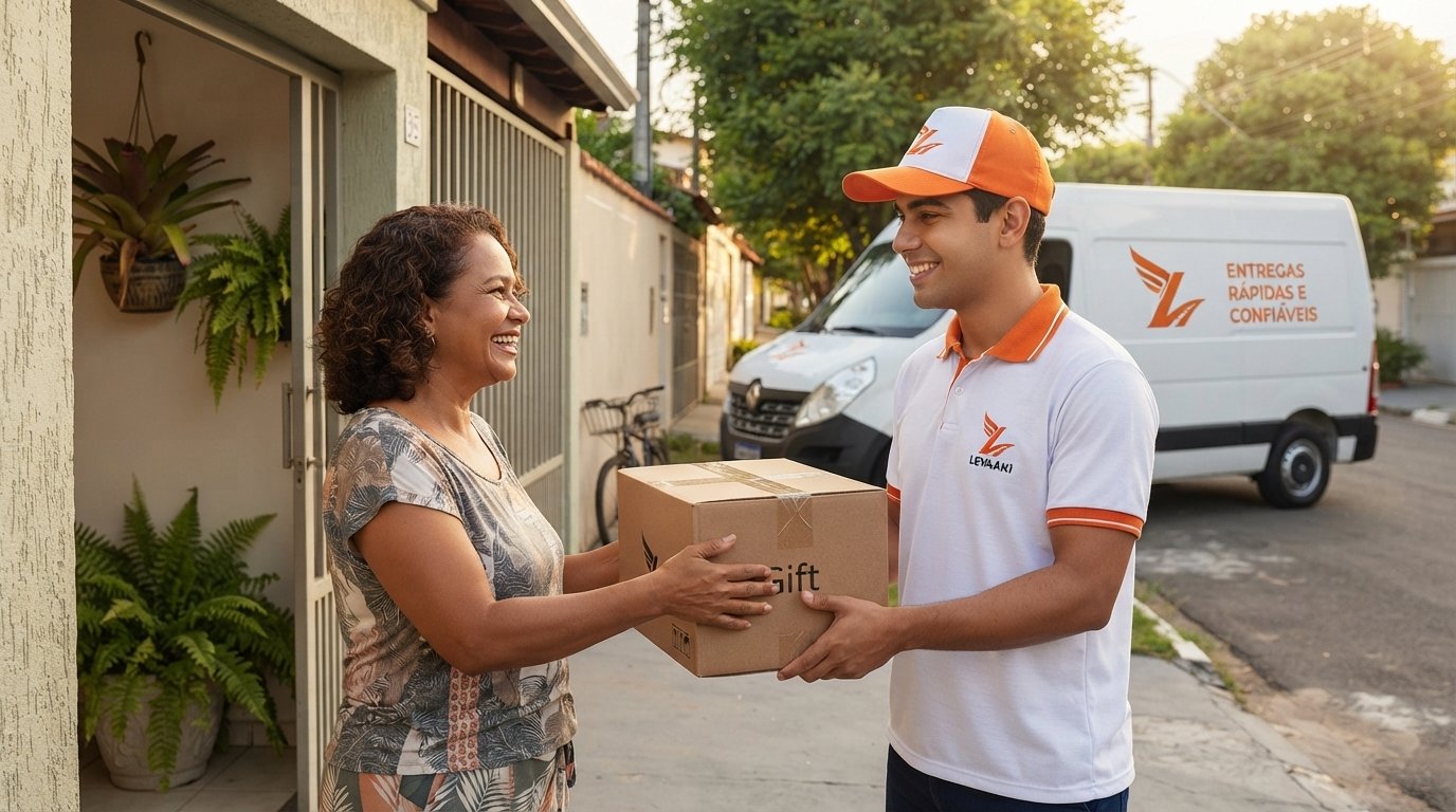 Cliente entregando uma encomenda para coleta da Levaaki